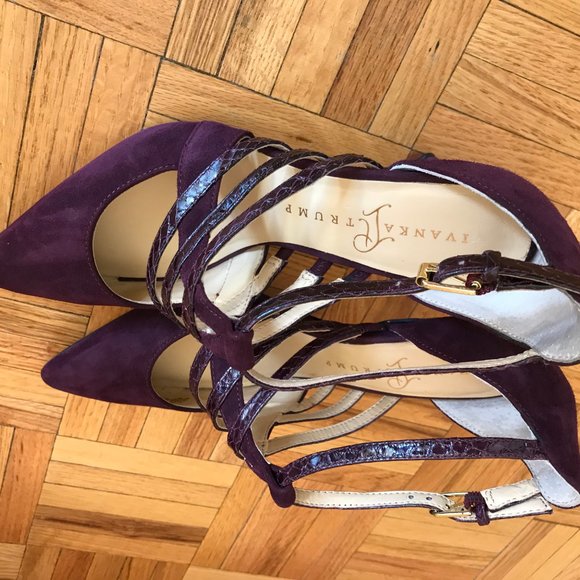 Sandale de soirée suède et cuir luisant bourgogne - Picture 3 of 6